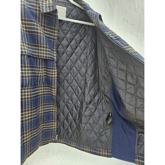 Unknwn Flannel Jacket Mens Large Blue Plaid Full Zip Quilted Shacket Street Work - Picture 4 of 11